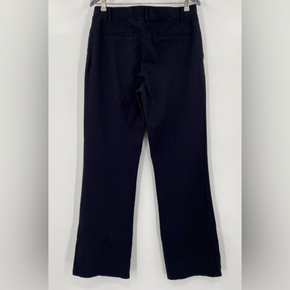 Quince Women's Navy Blue Ultra-Stretch Ponte Pants Boot Cut sz M Petite 30"